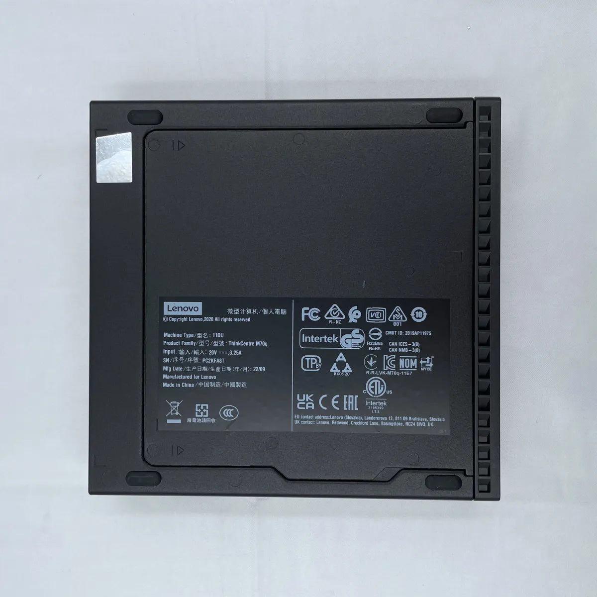 Lenovo ThinkCentre M70q Tiny（Corei5-10世代 / メモリ16GB  / ディスプレイポート）